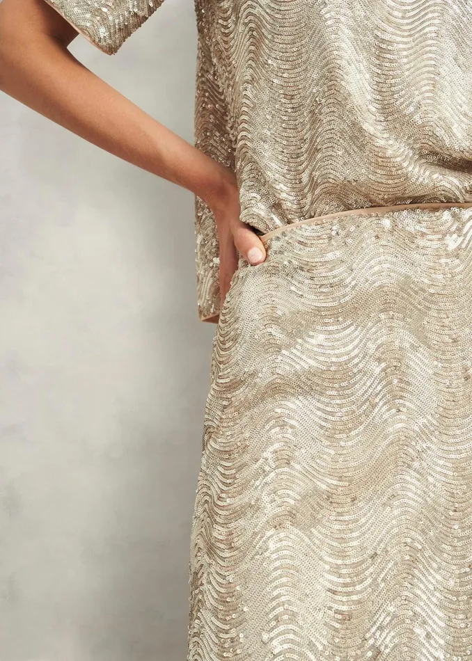 Women Marlowe Sequin Skirt Silver Hobbs Skirts