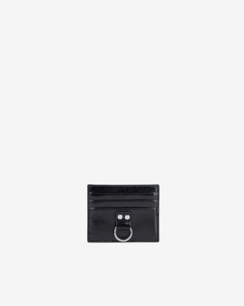 WomenMen Small Leather Goods The Kooples Amelia Black Leather Card Holder Black