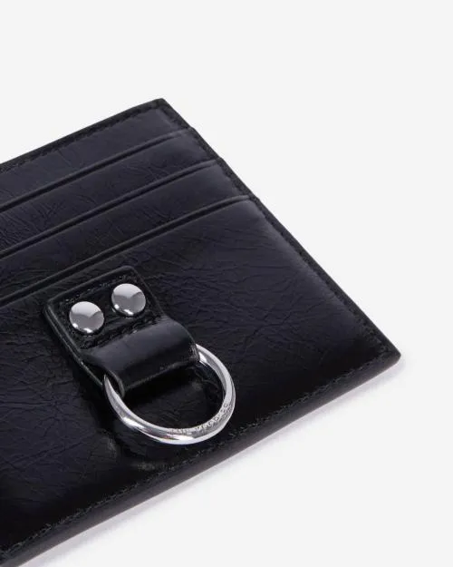 WomenMen Small Leather Goods The Kooples Amelia Black Leather Card Holder Black