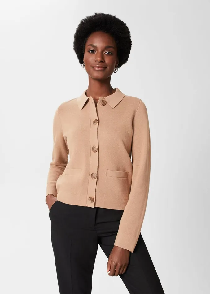 Women Mia Cotton Wool Knitted Jumper Hobbs Camel Hobbs Jumpers and Cardigans