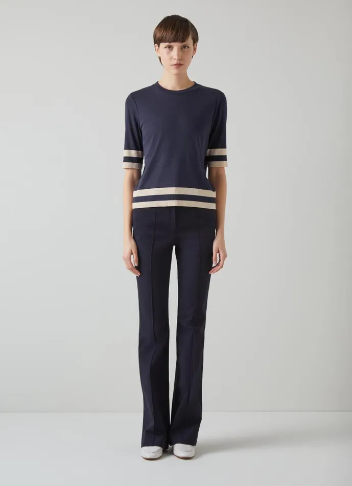 Women Michi Blue And Cream LyocellCotton Blend Top Cream LKBennett Tops Women Michi Blue And Cream LyocellCotton Blend Top Cream LKBennett Tops
