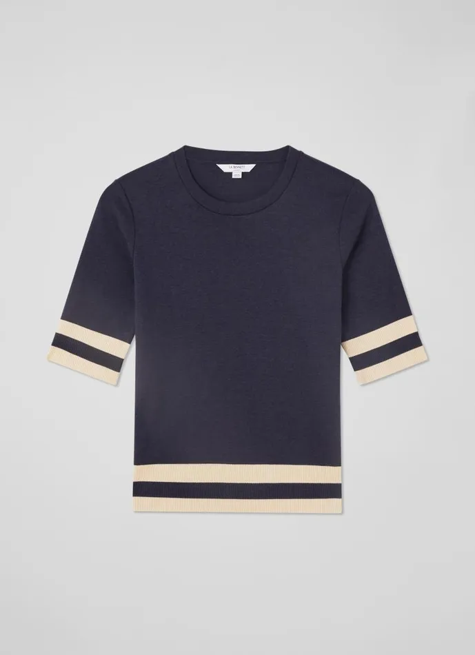 Women Michi Blue And Cream LyocellCotton Blend Top Cream LKBennett Tops Women Michi Blue And Cream LyocellCotton Blend Top Cream LKBennett Tops