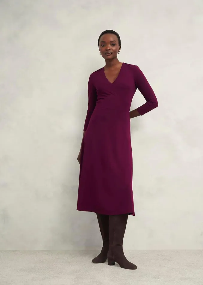 Women Mirabel Ponte Dress Warm Plum Hobbs Dresses and Jumpsuits