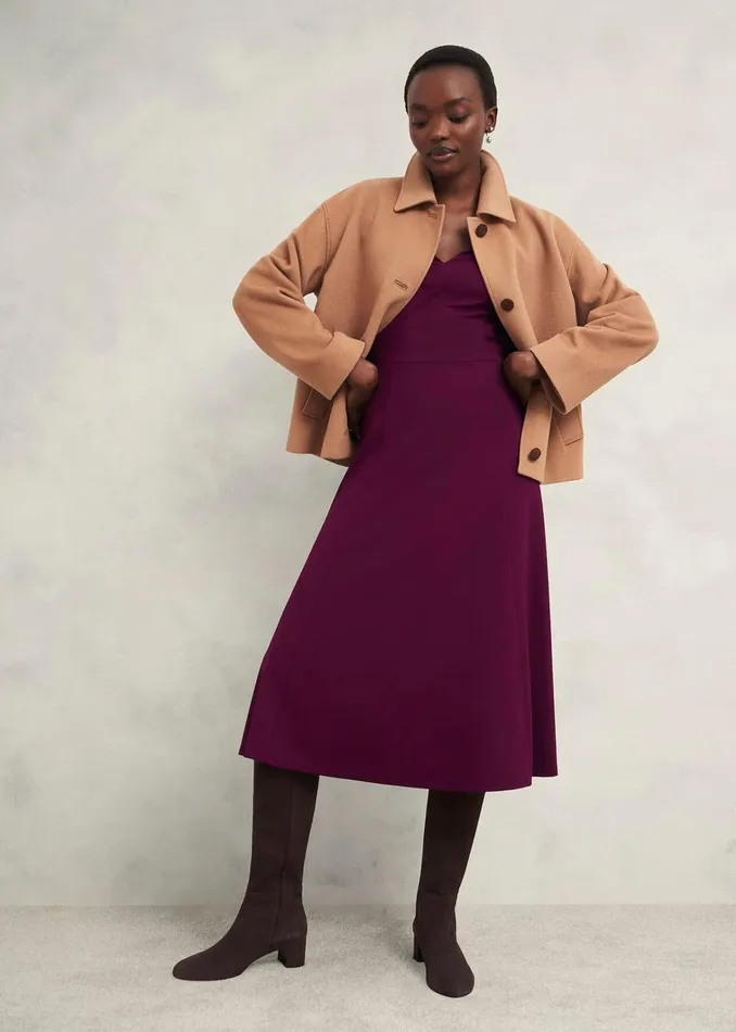 Women Mirabel Ponte Dress Warm Plum Hobbs Dresses and Jumpsuits