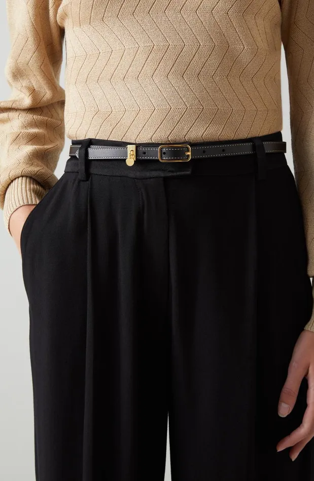 Women Molly Black Leather Skinny Belt LKBennett Belts