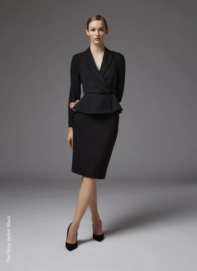 Women Nina Black Peplum Jacket Black LKBennett Coats and Jackets