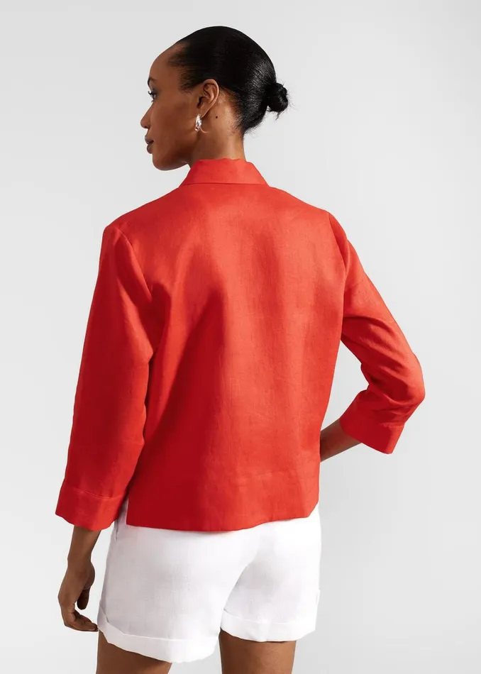 Women Nita Linen Shirt Scarlet Red Hobbs Tops