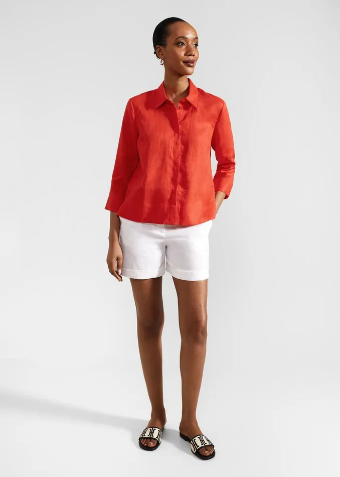 Women Nita Linen Shirt Scarlet Red Hobbs Tops