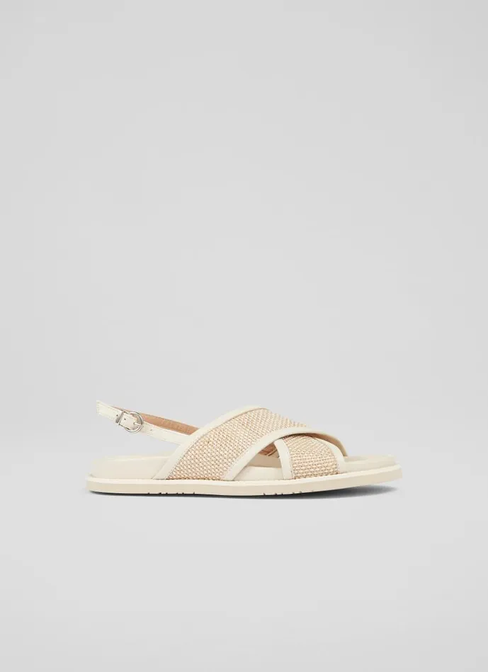 Women Noa Cream Cross Front Footbed Sandal Ecru LKBennett Flats