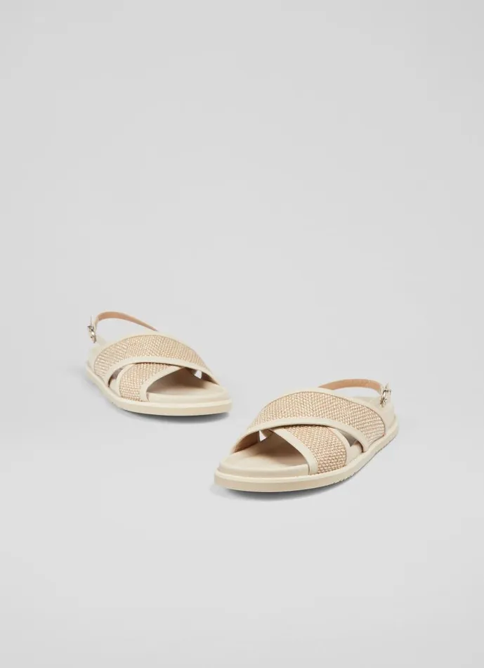 Women Noa Cream Cross Front Footbed Sandal Ecru LKBennett Flats Women Noa Cream Cross Front Footbed Sandal Ecru LKBennett Flats