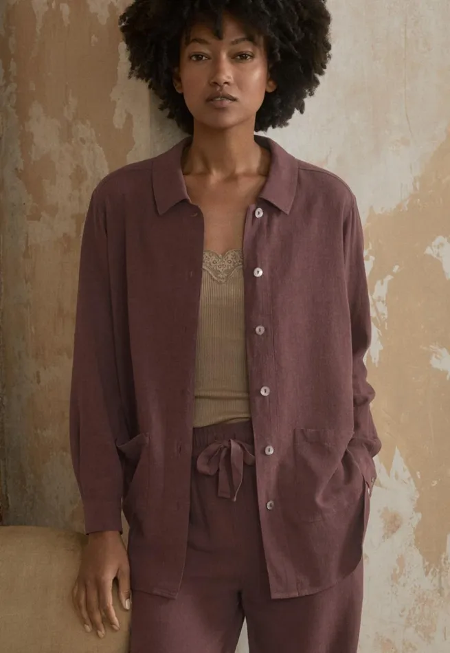 Women Overshirt Dark Mulberry Poetry Fashion Shirts and Tunics