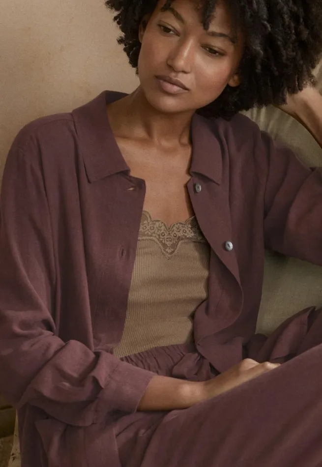 Women Overshirt Dark Mulberry Poetry Fashion Shirts and Tunics