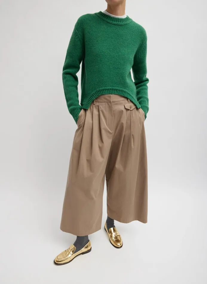Women Pants and Shorts Tibi Bio Twill Triple Pleat Cropped Pant Vintage Khaki