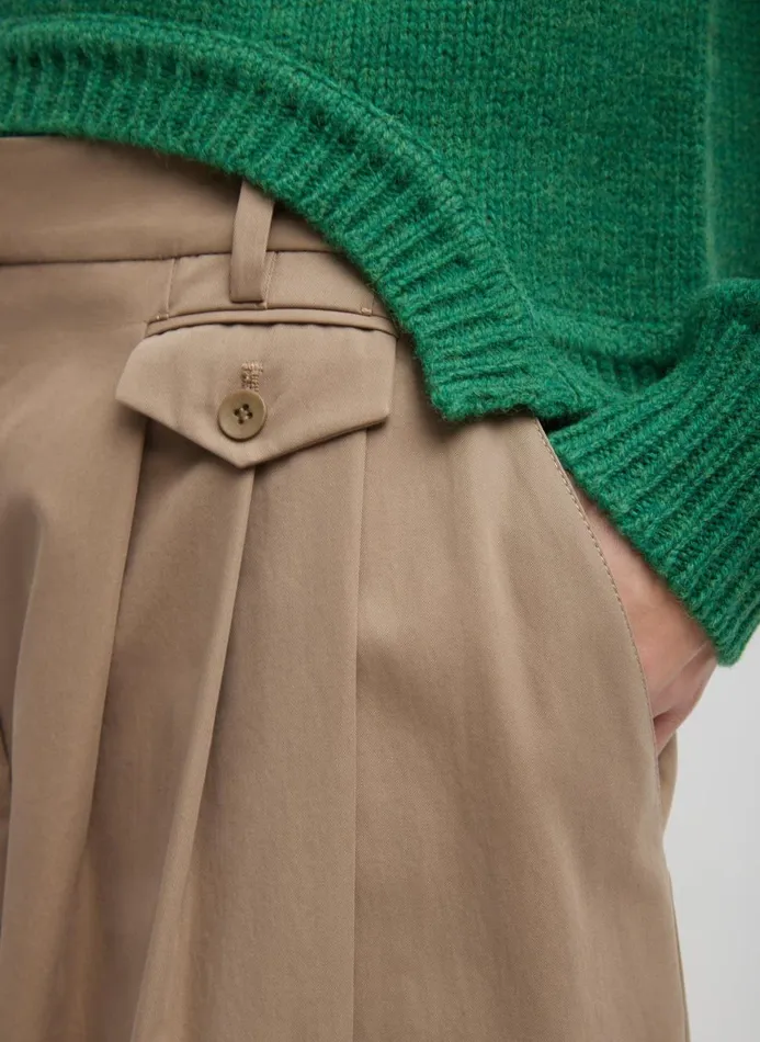 Women Pants and Shorts Tibi Bio Twill Triple Pleat Cropped Pant Vintage Khaki