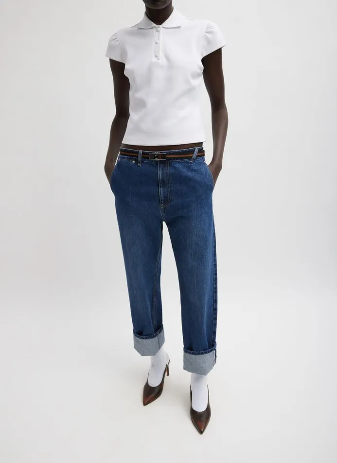 Women Pants and Shorts Tibi Selvage Denim Alec Slouch Jean Dark Denim