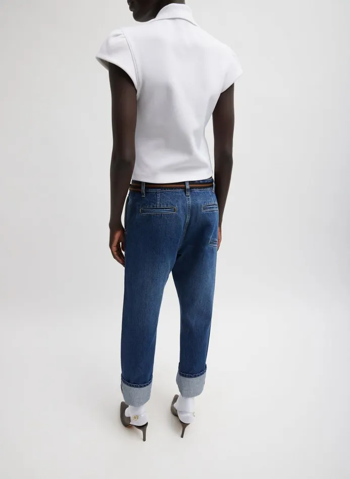 Women Pants and Shorts Tibi Selvage Denim Alec Slouch Jean Dark Denim