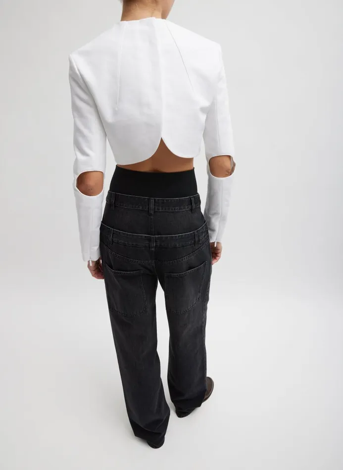 Women Pants and Shorts Tibi Vintage Black Denim Double Waisted Slouchy Carpenter Jean Black