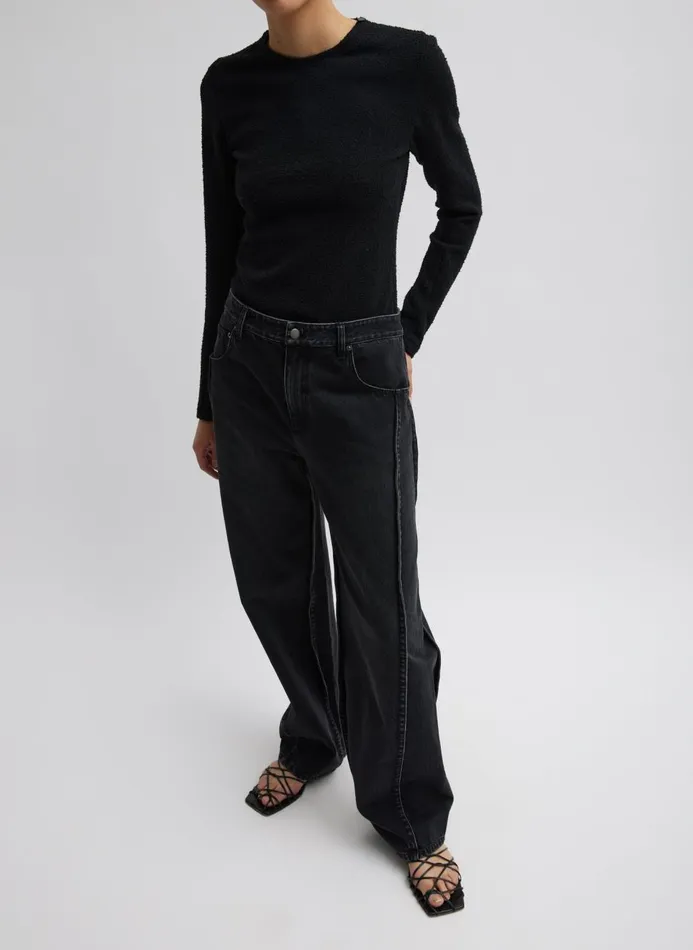 Women Pants and Shorts Tibi Vintage Black Denim Tuck Jean Vintage Black