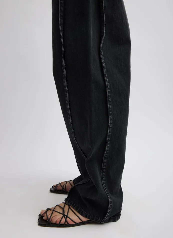 Women Pants and Shorts Tibi Vintage Black Denim Tuck Jean Vintage Black