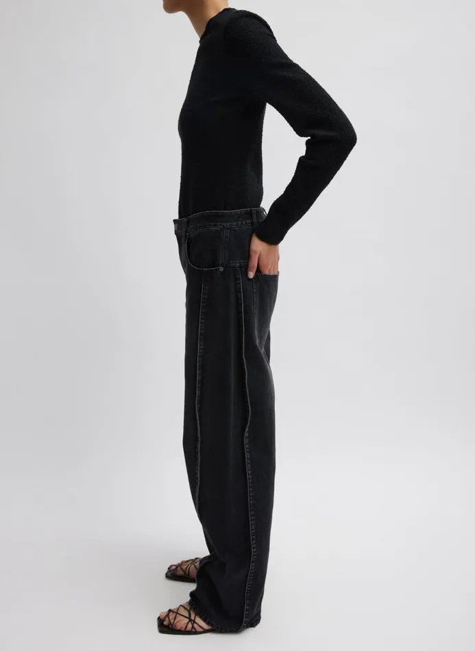 Women Pants and Shorts Tibi Vintage Black Denim Tuck Jean Vintage Black