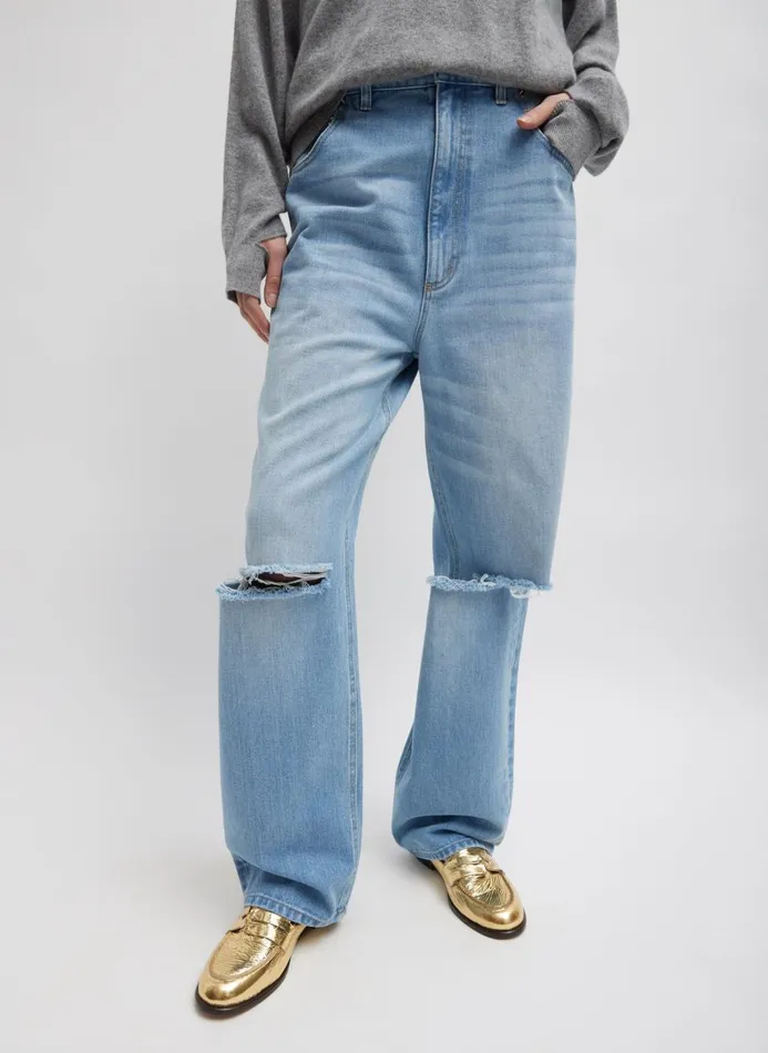 Women Pants and Shorts Tibi Vintage Wash Denim Ryder Jean Vintage Blue