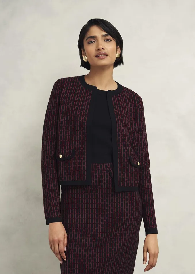 Women Perrie Knitted Jacket Black Rhubarb Hobbs Coats and Jackets
