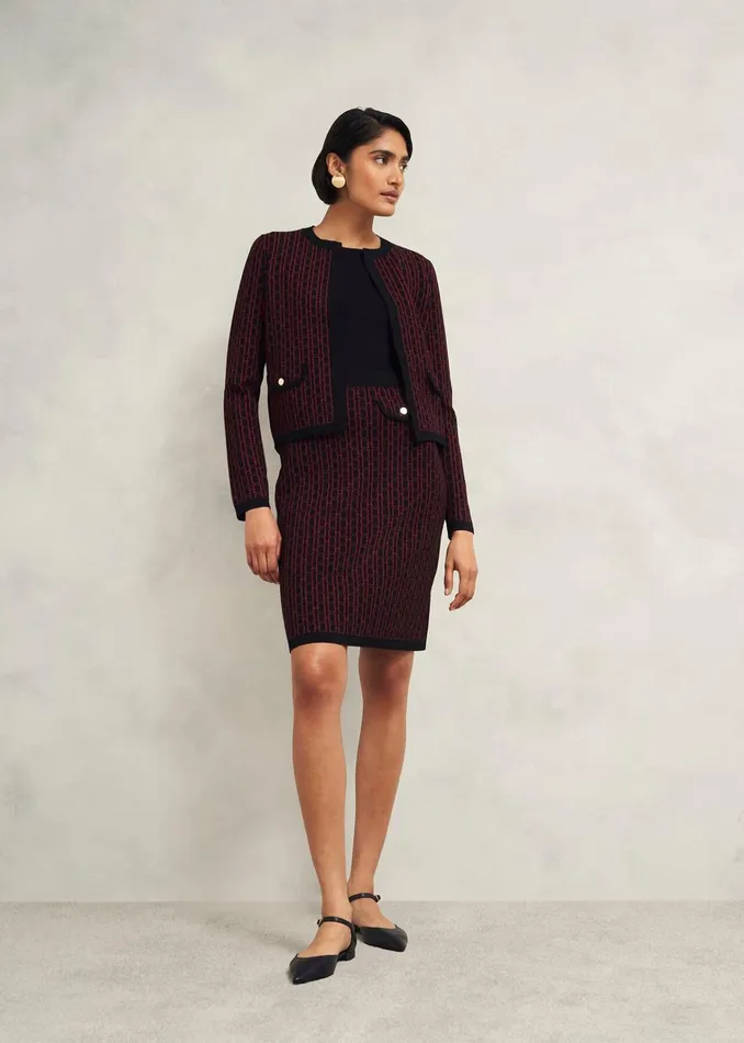 Women Perrie Knitted Jacket Black Rhubarb Hobbs Coats and Jackets