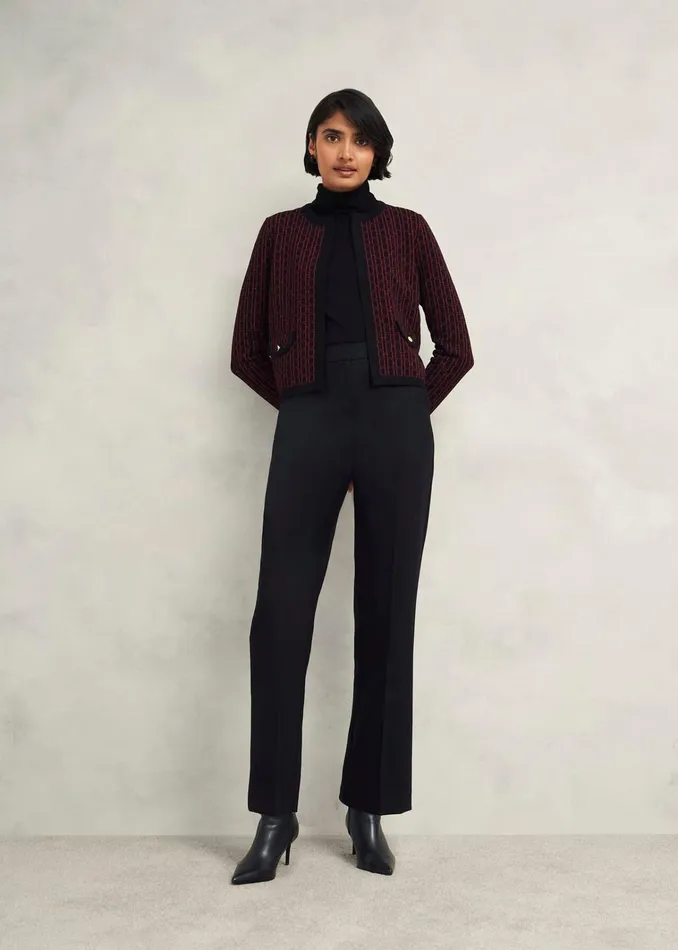 Women Perrie Knitted Jacket Black Rhubarb Hobbs Coats and Jackets
