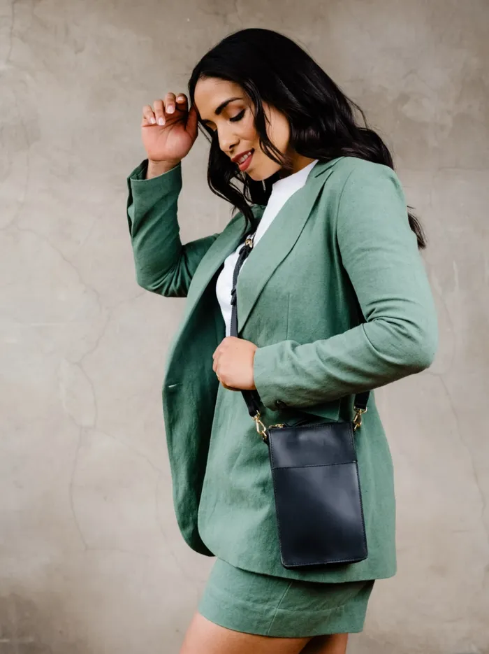 Women Personalized Leather Able Maybelle Phone Crossbody Cognac