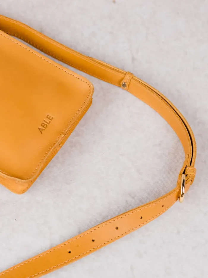 Women Personalized Leather Able Maybelle Phone Crossbody Cognac