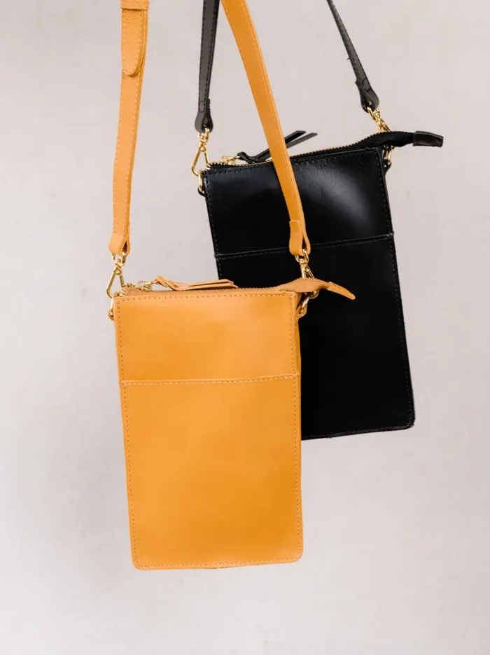 Women Personalized Leather Able Maybelle Phone Crossbody Cognac