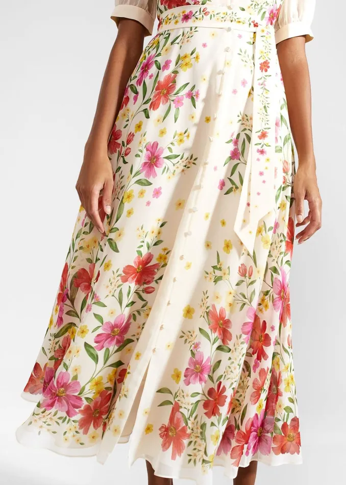 Women Petite Aurelia Floral Silk Dress Cream Multi Hobbs Dresses and Jumpsuits