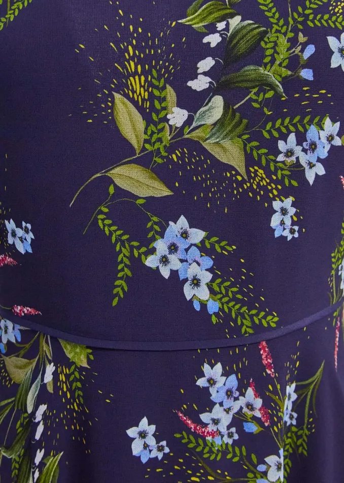 Women Petite Callie Midi Dress Navy Multi Hobbs Dresses and Jumpsuits