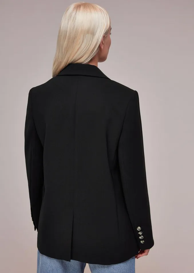 Women Petite Coats and Jackets Whistles Black Petite Crepe Boyfriend Blazer