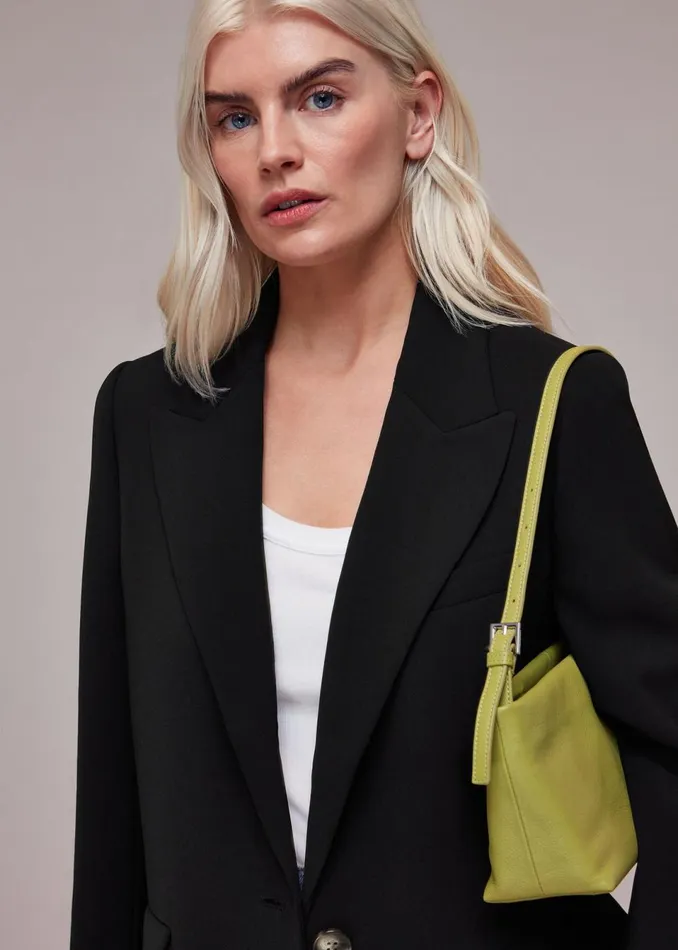 Women Petite Coats and Jackets Whistles Black Petite Crepe Boyfriend Blazer