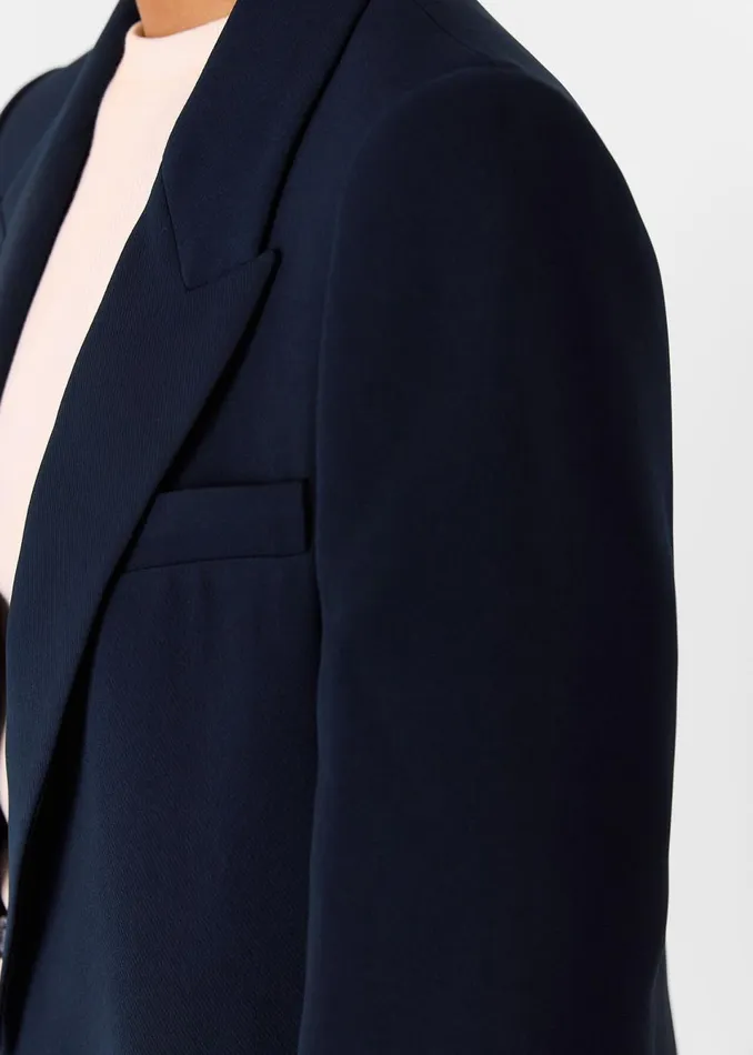 Women Petite Coats and Jackets Whistles Navy Petite Crepe Boyfriend Blazer
