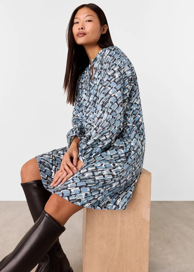Women Petite Dresses and Jumpsuits Whistles Blue Petite Feathered Wing Marnie Dress
