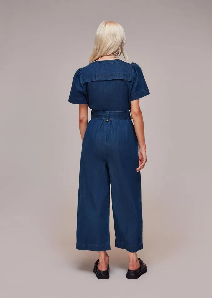 Women Petite Dresses and Jumpsuits Whistles Petite Alana Denim Jumpsuit