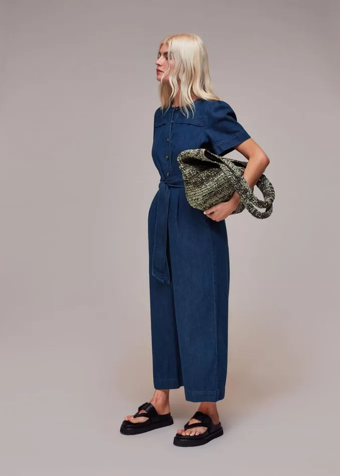 Women Petite Dresses and Jumpsuits Whistles Petite Alana Denim Jumpsuit