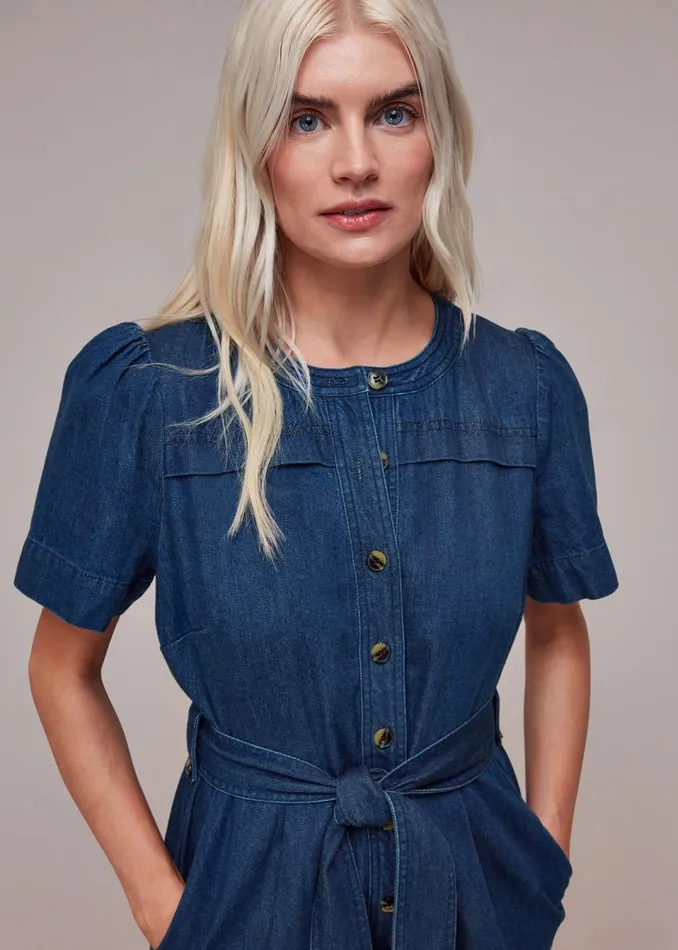 Women Petite Dresses and Jumpsuits Whistles Petite Alana Denim Jumpsuit