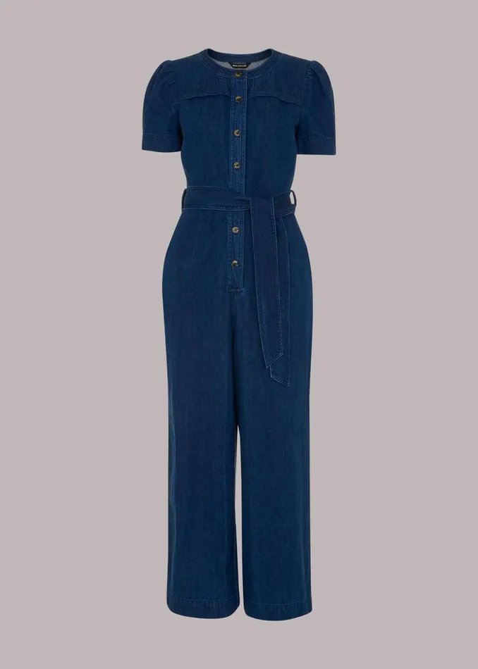 Women Petite Dresses and Jumpsuits Whistles Petite Alana Denim Jumpsuit