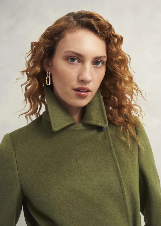 Women Petite Livia Wool Coat Kelp Green Hobbs Coats and Jackets
