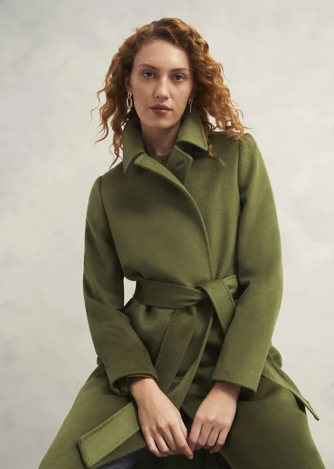 Women Petite Livia Wool Coat Kelp Green Hobbs Coats and Jackets