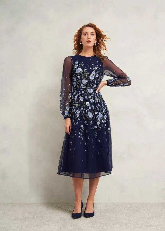 Women Petite Lois Embroidered Dress Midnight Multi Hobbs Dresses and Jumpsuits