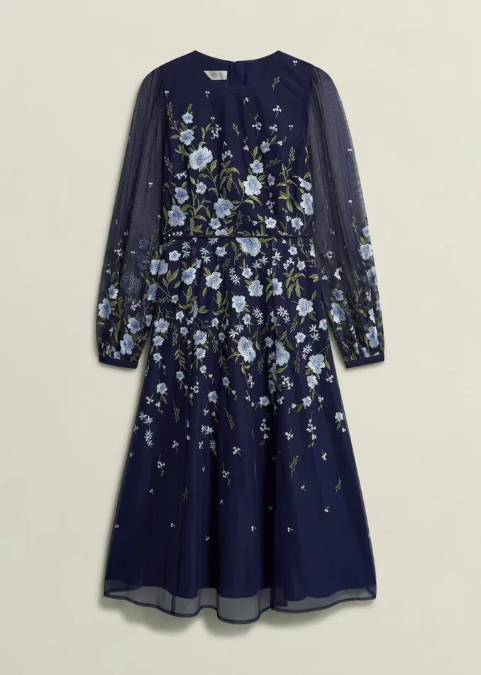 Women Petite Lois Embroidered Dress Midnight Multi Hobbs Dresses and Jumpsuits