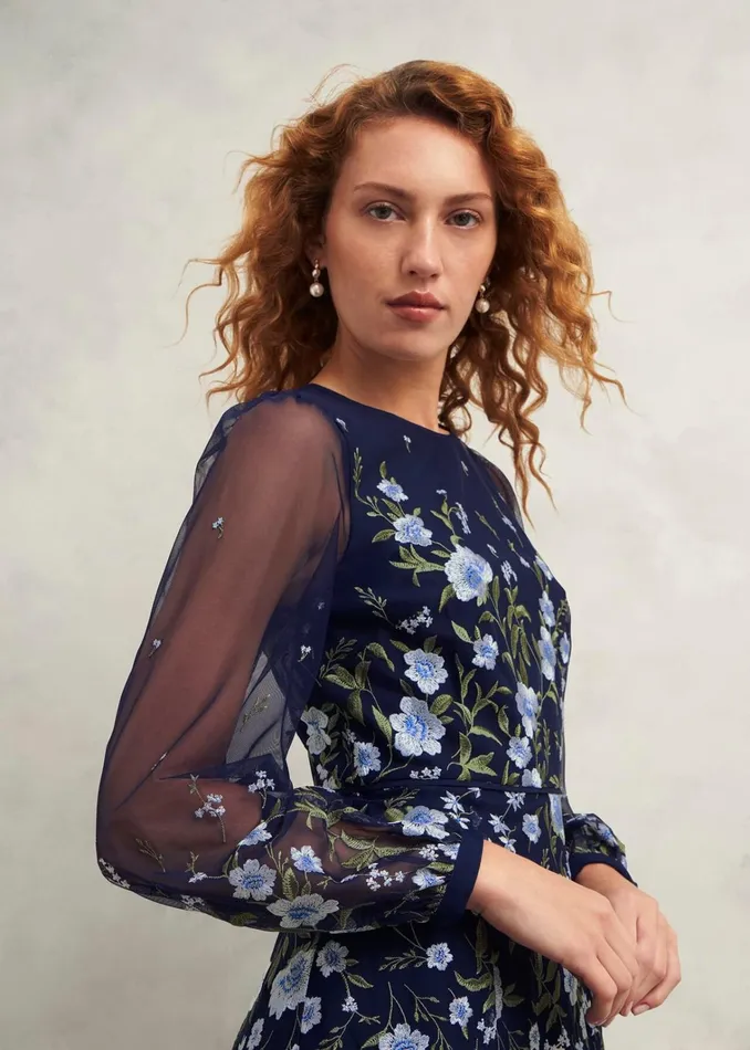 Women Petite Lois Embroidered Dress Midnight Multi Hobbs Dresses and Jumpsuits