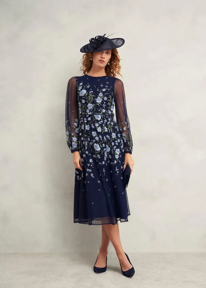 Women Petite Lois Embroidered Dress Midnight Multi Hobbs Dresses and Jumpsuits