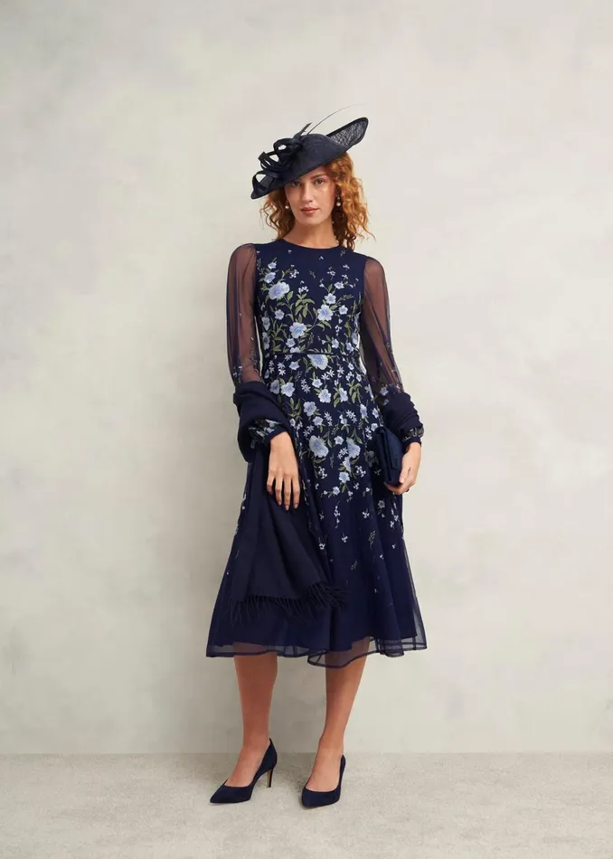 Women Petite Lois Embroidered Dress Midnight Multi Hobbs Dresses and Jumpsuits