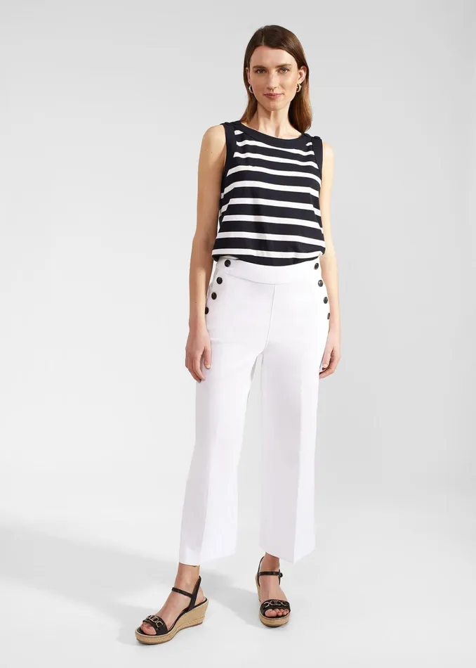Women Petite Simone Crop Trousers With Cotton White Hobbs Trousers