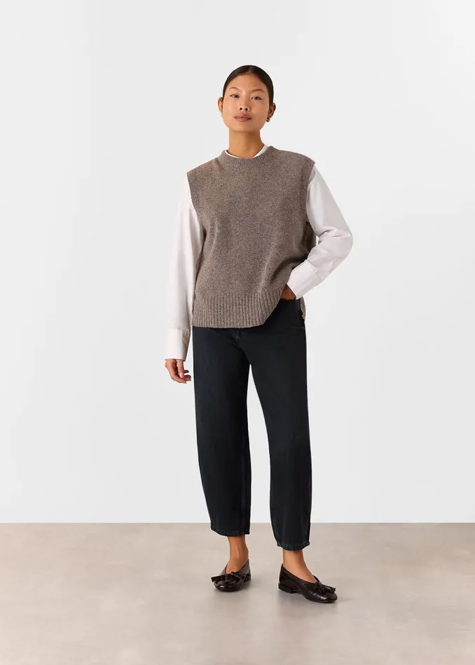 Women Petite Trousers and Jeans Whistles Black Petite Authentic Barrel Leg Jean